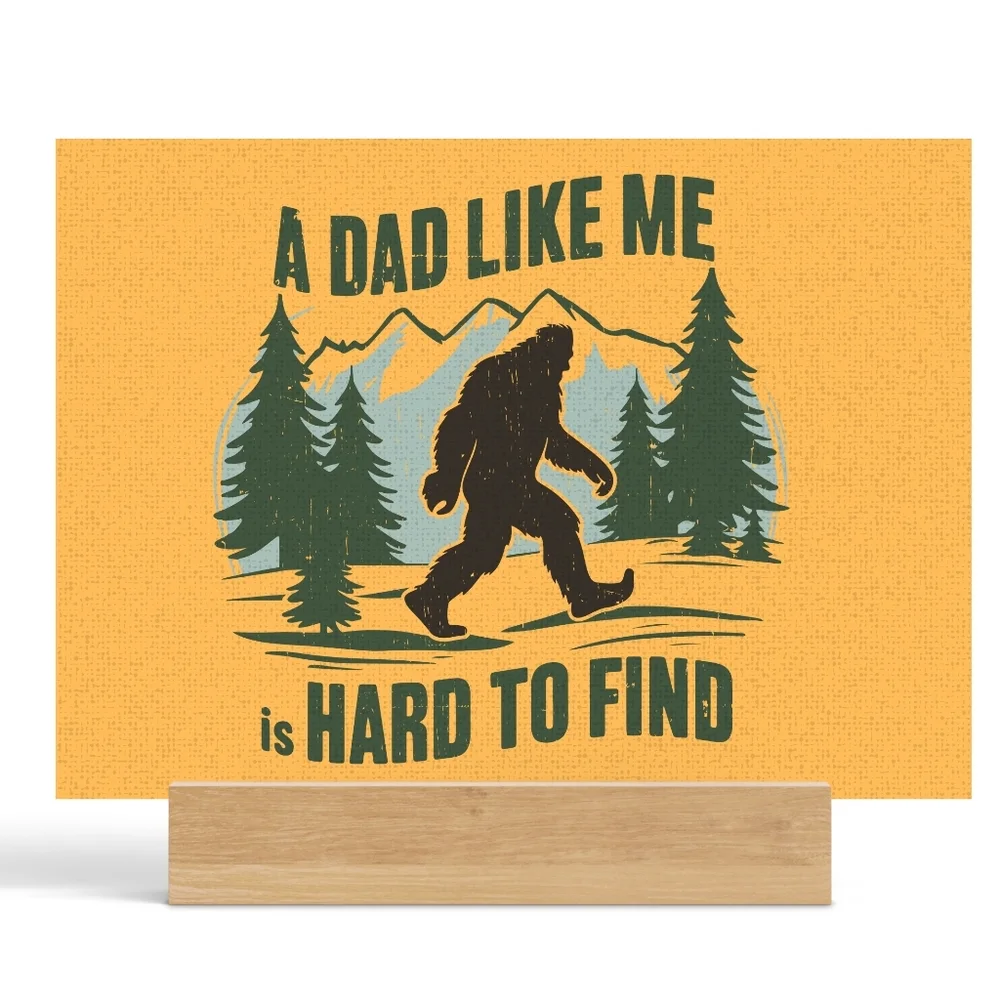 Bigfoot Yellow Glass Cutting Board Forest Design Father Day Gift Size 11x8in
